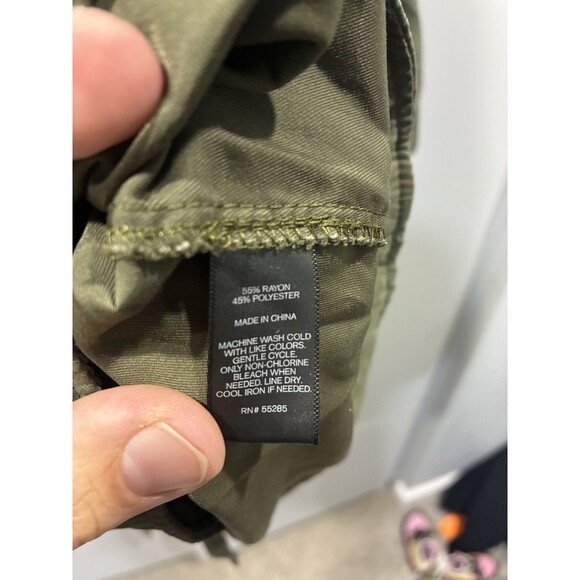 EXPRESS Olive Jacket Lightweight DRAPE FRONT ANORAK Coat Size S Oversized - Picture 8 of 8